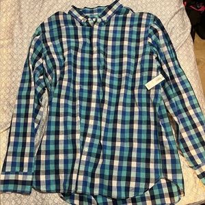NEW Old Navy Men’s Blue Plaid Flannel Shirt